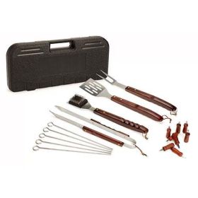 18pc Wood Handle Grill Utensil Set