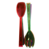 Party Essentials Hard Plastic Two-Piece Forks/Spoons Serving Utensil Set, 9-1/2-Inch, Assorted Neon Colors, Set of 6