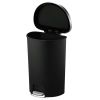 Better Homes & Gardens 14.5-gal Plastic Semi Round Kitchen Step Trash Can, Black