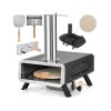 Outdoor Pizza Oven Portable Wood Pellet Pizza Stove with 12 Inch Round Rotatable Pizza Stone