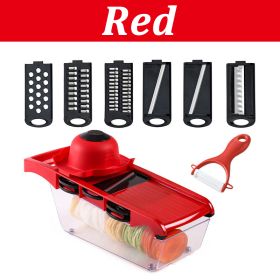 Multifunctional Vegetable Cutter Home Kitchen Slicing And Dicing Fruit Artifact (Color: Red)