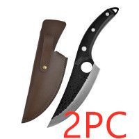 Hand forged boning knife (Option: Black With Leather case2PC)