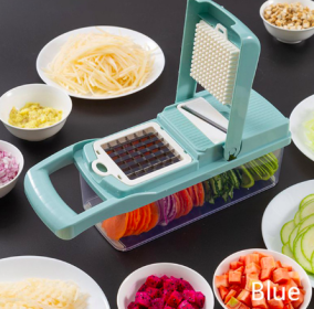 Multifunctional Vegetable Cutter Home Kitchen Slicing And Dicing Fruit Artifact (Color: Blue)