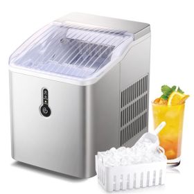 Countertop Ice Maker Machine;  Portable Compact Ice Cube Maker with Ice Scoop & Basket;  26Lbs/24H Ice Machine for Home/Kitchen/Office/Bar;  Black;  G (Color: Silver)