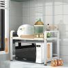 1pc Kitchen Countertop Microwave Oven Shelf Thickened Retractable Desktop Multilayer Storage Rack Rice Cooker Oven Household Storage Good Helper