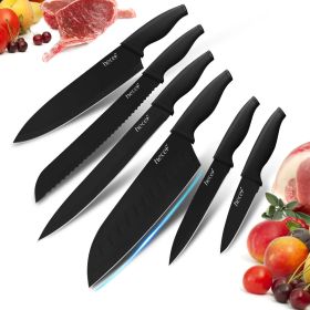 Hecef 6 Pcs Knife Set Black Oxide Japanese Chef Santoku Cooking Knife with Covers for Kitchen (Brand: Hecef)