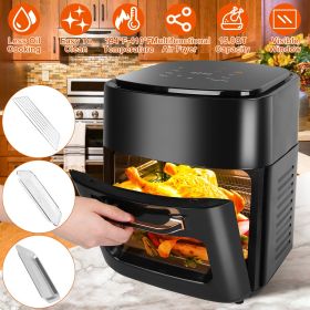 15.8QT Air Fryer Family Size 1400W Powerful Oilless Cooker Crisp Bake Grill Dehydrate Touch Screen Customized Temperature Time Visible Window (Color: US_Black)