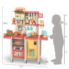 Large Pretend Play Kitchen Set Kids Cooking Playset with Realistic Lights;  Vivid Sounds;  Play Phone;  Clock and 65 Pcs Accessories;  3 +;  Blue XH